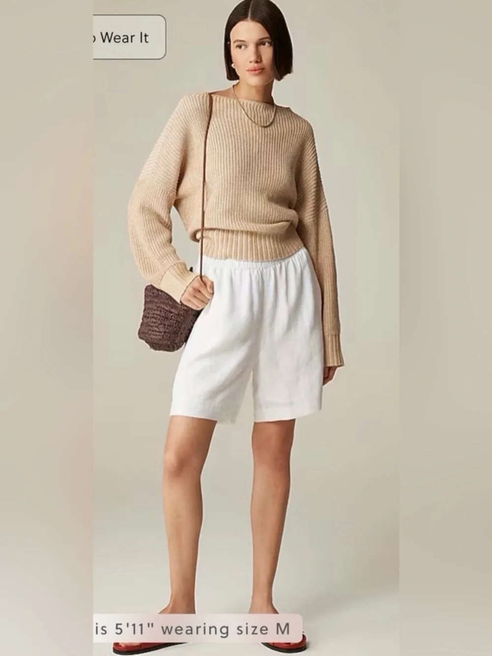 J.Crew Ribbed funnelneck sweater in linen-cotton blend in lavender